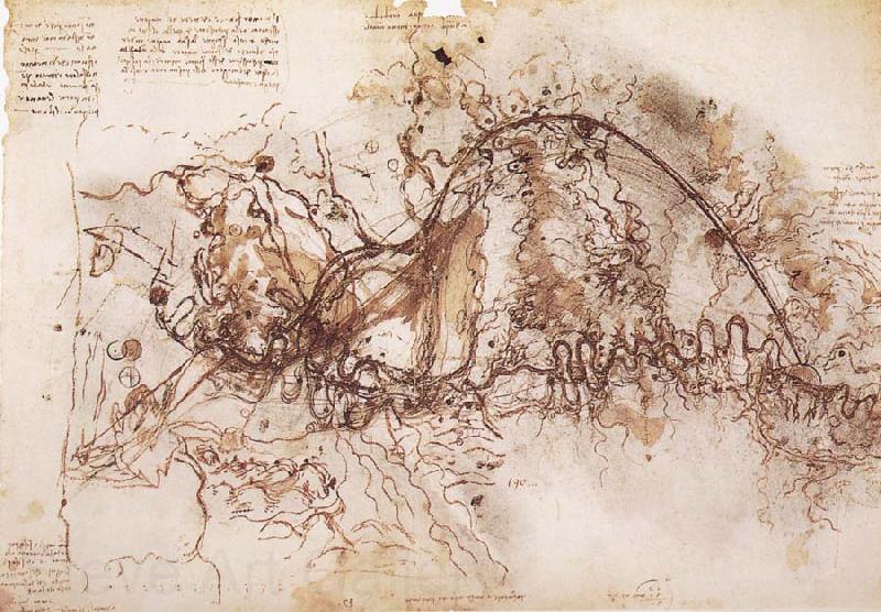 LEONARDO da Vinci Plan fur a canal to the evasion of the Arno Norge oil painting art